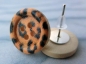 Preview: Leopard Holzknopf Ohrstecker Leo Print Gepard